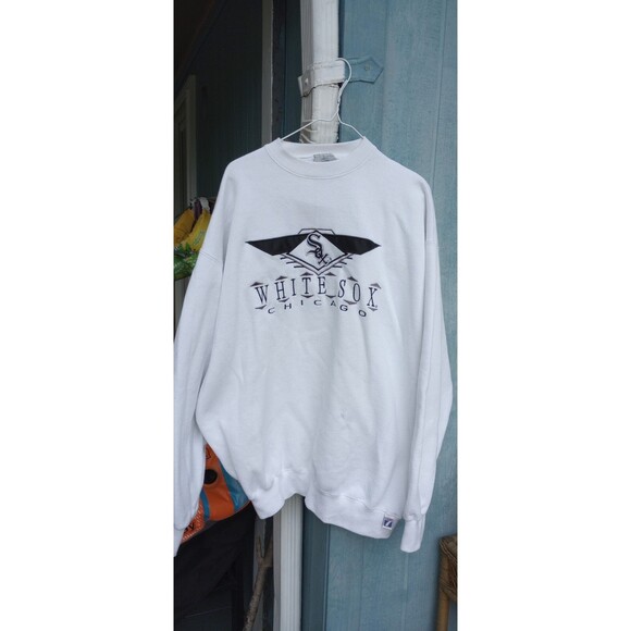 VTG White Sox Sweatshirt Mens XLarge White Logo 7 Made in USA - Picture 1 of 7